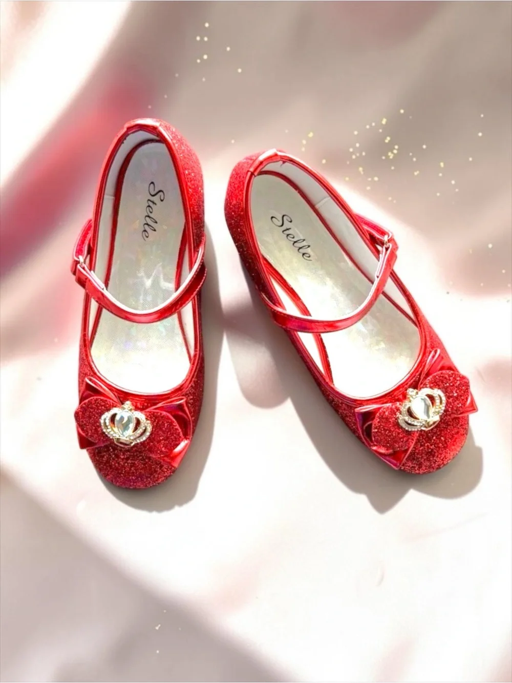 Stelle Princess Heels Red Sparkle Gold Crown Girls Size 2 Like New